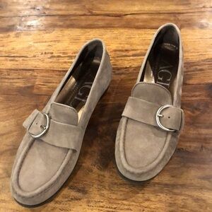 AGL Suede Buckle Loafers shiny Taupe 37 1/2